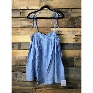 Asos Design Fern Beach Mini Dress With Broderie Trim In Ice Blue Size Small